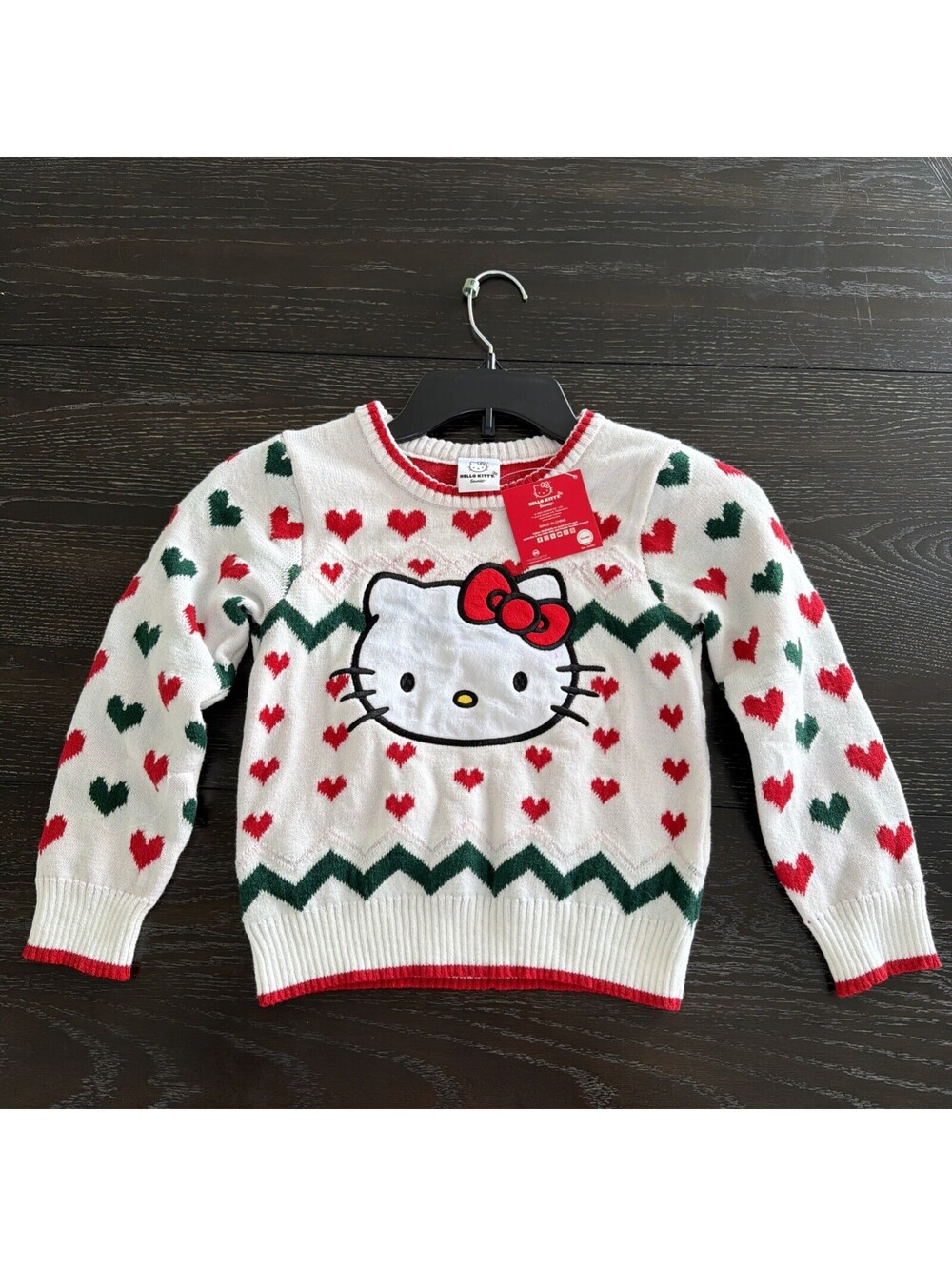 Hello Kitty Toddler Girls Holiday Heart Character White Sweater - Kids Size 6